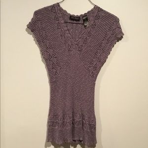 Axcess Vintage Knit V-Neck Short Sleeve Sweater